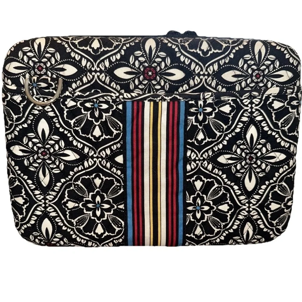 Vera Bradley Black Floral Crossbody Hard Shell Tablet Laptop Case W/Divider